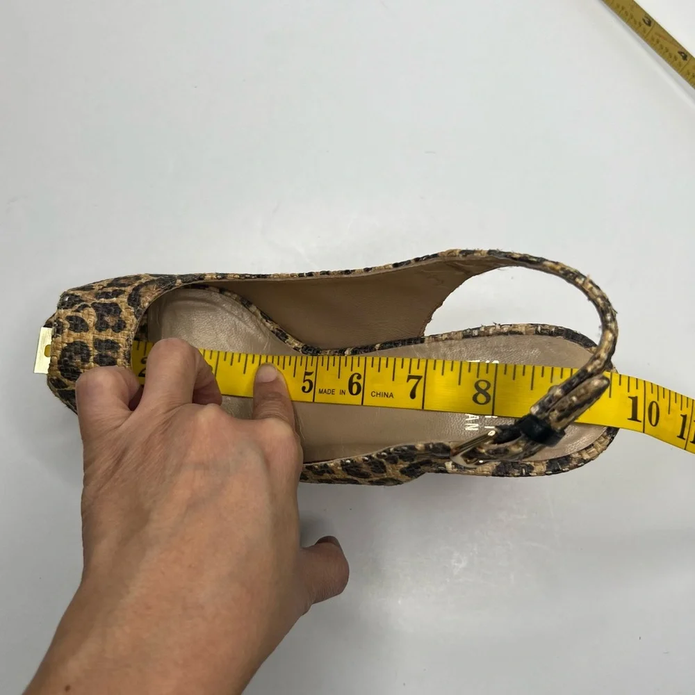 Stuart Weitzman Leopard Print Slingback Cork Wedge Size 7 - Picture 12 of 13
